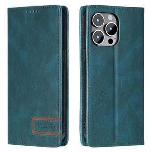 For iPhone 15 Pro TTUDRCH RFID Retro Texture Magnetic Leather Phone Case(Greem)