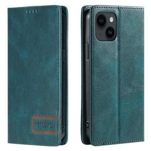 For iPhone 15 TTUDRCH RFID Retro Texture Magnetic Leather Phone Case(Greem)