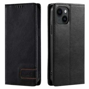 For iPhone 15 TTUDRCH RFID Retro Texture Magnetic Leather Phone Case(Black)