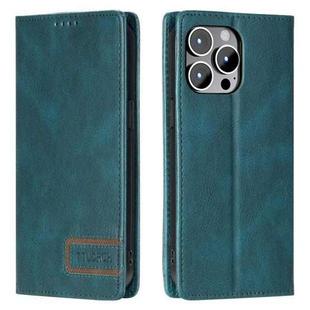 For iPhone 14 Pro TTUDRCH RFID Retro Texture Magnetic Leather Phone Case(Greem)