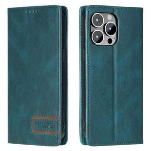 For iPhone 13 Pro TTUDRCH RFID Retro Texture Magnetic Leather Phone Case(Greem)