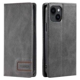 For iPhone 13 mini TTUDRCH RFID Retro Texture Magnetic Leather Phone Case(Grey)