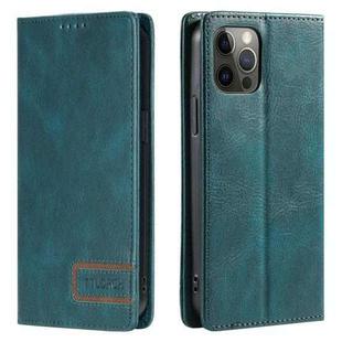 For iPhone 12 / 12 Pro TTUDRCH RFID Retro Texture Magnetic Leather Phone Case(Greem)