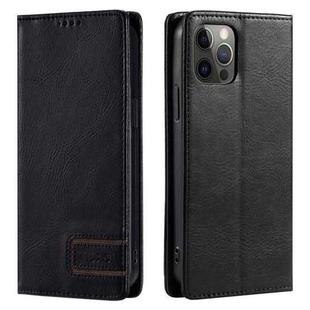 For iPhone 12 Pro Max TTUDRCH RFID Retro Texture Magnetic Leather Phone Case(Black)
