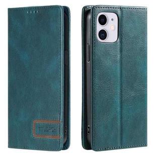 For iPhone 12 mini TTUDRCH RFID Retro Texture Magnetic Leather Phone Case(Greem)