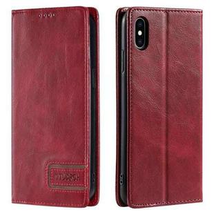 For iPhone X / XS TTUDRCH RFID Retro Texture Magnetic Leather Phone Case(Red)