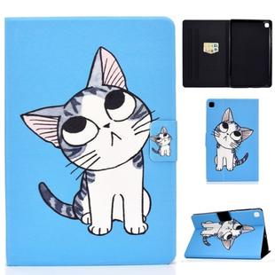 For Samsung Galaxy Tab S6 Lite P610 / P615 Voltage Painted Pattern Tablet PC Protective Leather Case with Bracket & Card Slots & Sleep / Wake-up & Anti-skid Strip(Blue Cat)