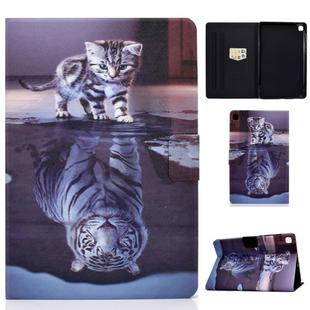 For Samsung Galaxy Tab S6 Lite P610 / P615 Voltage Painted Pattern Tablet PC Protective Leather Case with Bracket & Card Slots & Sleep / Wake-up & Anti-skid Strip(Cat and Tiger)