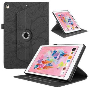 For iPad 10.2 2021 / 2020 / 10.5  Tree Life Embossed Rotation Leather Smart Tablet Case(Black)