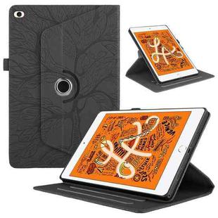 For iPad mini 5 / mini 4 / mini 3  Tree Life Embossed Rotation Leather Smart Tablet Case(Black)