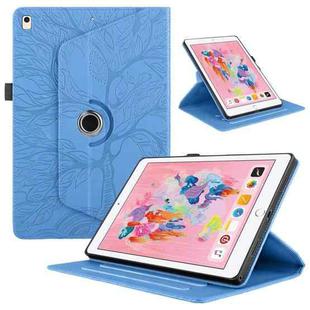 For iPad Air / Air 2 / 9.7 2017 / 2018 Tree Life Embossed Rotation Leather Smart Tablet Case(Blue)