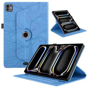 For iPad Pro 11 2024 Tree Life Embossed Rotation Leather Smart Tablet Case(Blue)