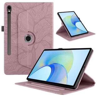 For Samsung Galaxy Tab S9 FE / S9 X510 Tree Life Embossed Rotation Leather Smart Tablet Case(Rose Gold)