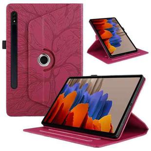 For Samsung Galaxy Tab S10 / S8 / S7 Tree Life Embossed Rotation Leather Tablet Case(Red)