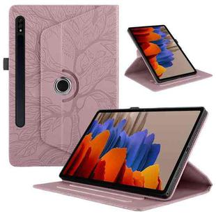For Samsung Galaxy Tab S10 / S8 / S7 Tree Life Embossed Rotation Leather Tablet Case(Rose Gold)