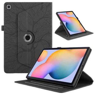 For Samsung Galaxy Tab A7 Lite T220 Tree Life Embossed Rotation Leather Tablet Case(Black)