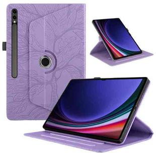 For Samsung Galaxy Tab S10 Ultra / S9 Ultra Tree Life Embossed Rotation Leather Tablet Case(Purple)