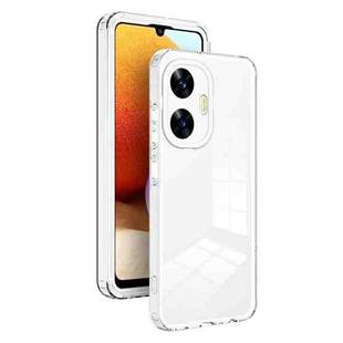 For Realme C55 3 in 1 Clear TPU Color PC Frame Phone Case(White)