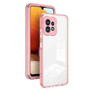 For Motorola Edge 40 Pro 5G 3 in 1 Clear TPU Color PC Frame Phone Case(Pink)