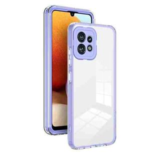 For Motorola Edge 40 Pro 5G 3 in 1 Clear TPU Color PC Frame Phone Case(Purple)