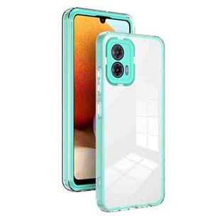 For Motorola Moto G53 5G 3 in 1 Clear TPU Color PC Frame Phone Case(Light Green)