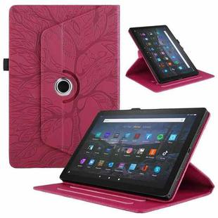 For Amazon Kindle Fire HD8 2022 / 2020 Tree Life Embossed Rotation Leather Tablet Case(Red)