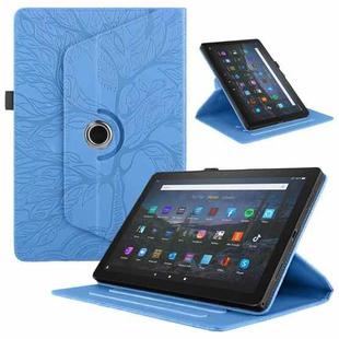 For Amazon Kindle Fire HD10 2021 Tree Life Embossed Rotation Leather Tablet Case(Blue)