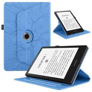 For Amazon Kindle Paperwhite 5 Tree Life Embossed Rotation Leather Smart Tablet Case(Blue)