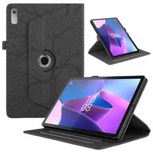 For Lenovo Xiaoxin Pad 11 2nd 2023 Tree Life Embossed Rotation Leather Tablet Case(Black)