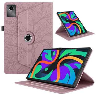 For Lenovo Tab M11 / Xiaoxin Pad 11 2024 Tree Life Embossed Rotation Leather Tablet Case(Rose Gold)