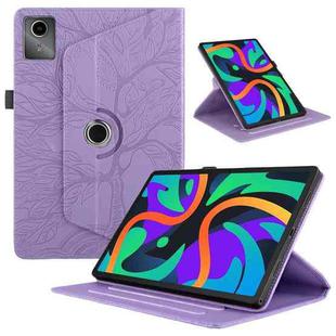 For Lenovo Tab M11 / Xiaoxin Pad 11 2024 Tree Life Embossed Rotation Leather Tablet Case(Purple)
