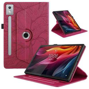 For Lenovo Tab P12 / Xiaoxin Pad Pro 12.7 2025 Tree Life Embossed Rotation Leather Tablet Case(Red)