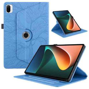 For Xiaomi Pad 5 / 5 Pro Tree Life Embossed Rotation Leather Smart Tablet Case(Blue)