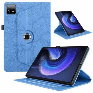For Xiaomi Pad 6 / 6 Pro Tree Life Embossed Rotation Leather Smart Tablet Case(Blue)