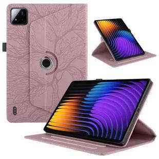 For Xiaomi Pad 7 / 7 Pro Tree Life Embossed Rotation Leather Tablet Case(Rose Gold)