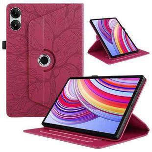 For Xiaomi Redmi Pad SE 11 2025 Tree Life Embossed Rotation Leather Tablet Case(Red)