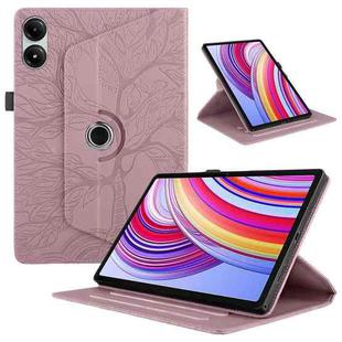 For Xiaomi Redmi Pad SE 11 2025 Tree Life Embossed Rotation Leather Tablet Case(Rose Gold)