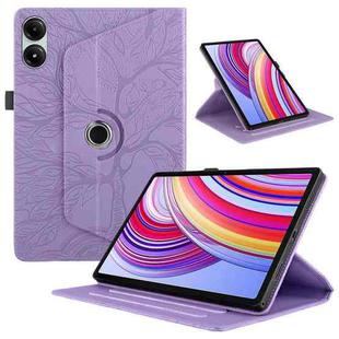 For Xiaomi Redmi Pad SE 11 2025 Tree Life Embossed Rotation Leather Tablet Case(Purple)