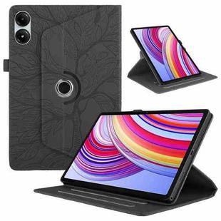 For Xiaomi Redmi Pad SE 11 2025 Tree Life Embossed Rotation Leather Tablet Case(Black)