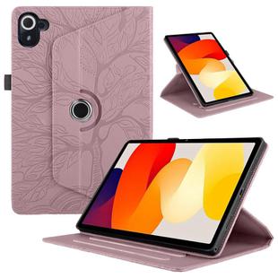 For Xiaomi Redmi K Pad Tree Life Embossed Rotation Leather Tablet Case(Rose Gold)
