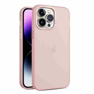 For iPhone 15 Pro Max Frosted Translucent Mist Phone Case(Pink)