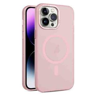 For iPhone 14 Pro MagSafe Frosted Translucent Mist Phone Case(Pink)