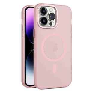 For iPhone 14 Pro Max MagSafe Frosted Translucent Mist Phone Case(Pink)