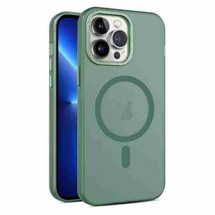 For iPhone 13 Pro MagSafe Frosted Translucent Mist Phone Case(Green)