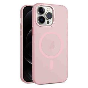 For iPhone 12 Pro Max MagSafe Frosted Translucent Mist Phone Case(Pink)