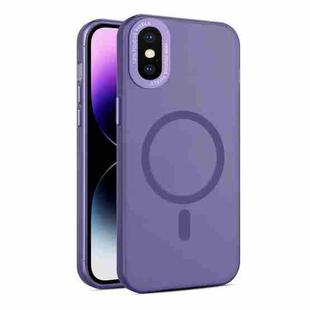 For iPhone XS / X MagSafe Frosted Translucent Mist Phone Case(Dark Purple)