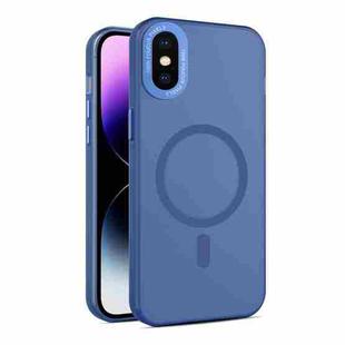 For iPhone XS / X MagSafe Frosted Translucent Mist Phone Case(Royal Blue)