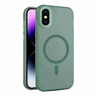 For iPhone XS / X MagSafe Frosted Translucent Mist Phone Case(Green)