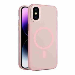 For iPhone XS / X MagSafe Frosted Translucent Mist Phone Case(Pink)