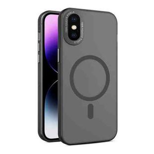 For iPhone XS / X MagSafe Frosted Translucent Mist Phone Case(Black)